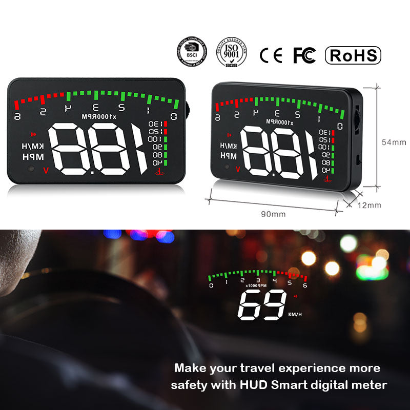 A900 Car HUD Head-Up Display – Speed, RPM & Overspeed Alert