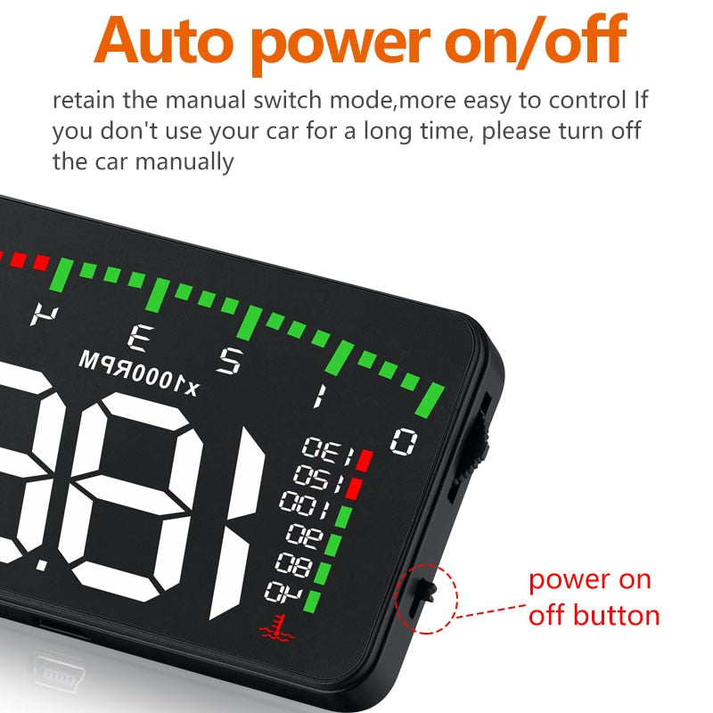 A900 Car HUD Head-Up Display – Speed, RPM & Overspeed Alert