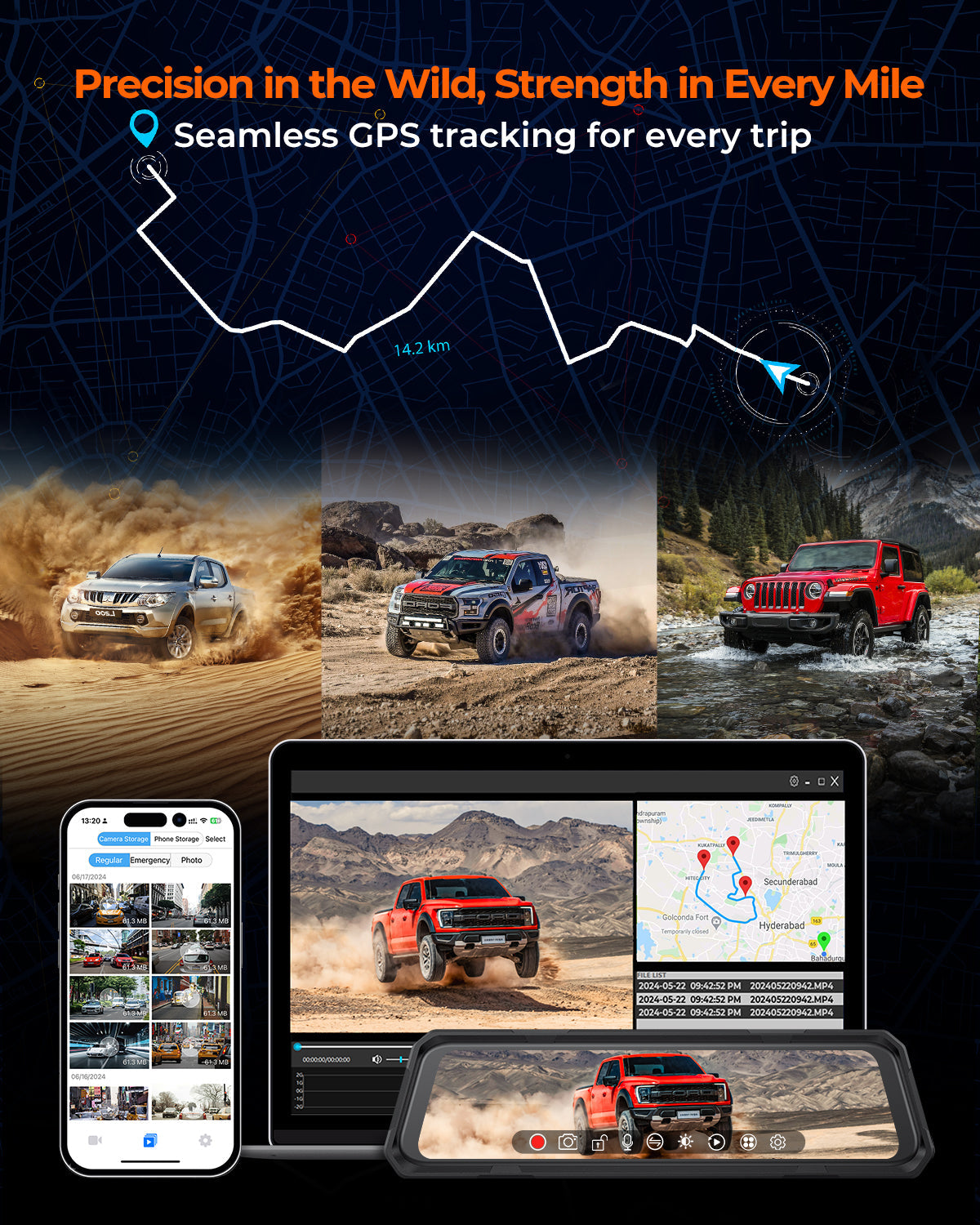 Legend 4CH Mirror Dash Cam – Quad 1080P, Night Vision & GPS