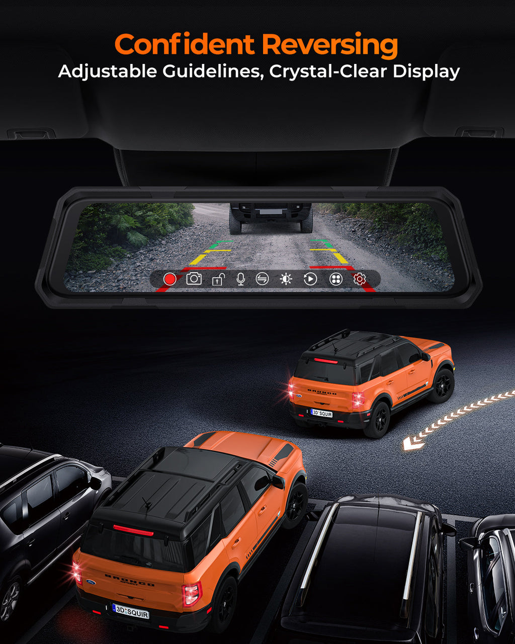 Legend 4CH Mirror Dash Cam – Quad 1080P, Night Vision & GPS